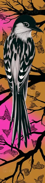 Free bird bookmark featuring a bird on a caramel background